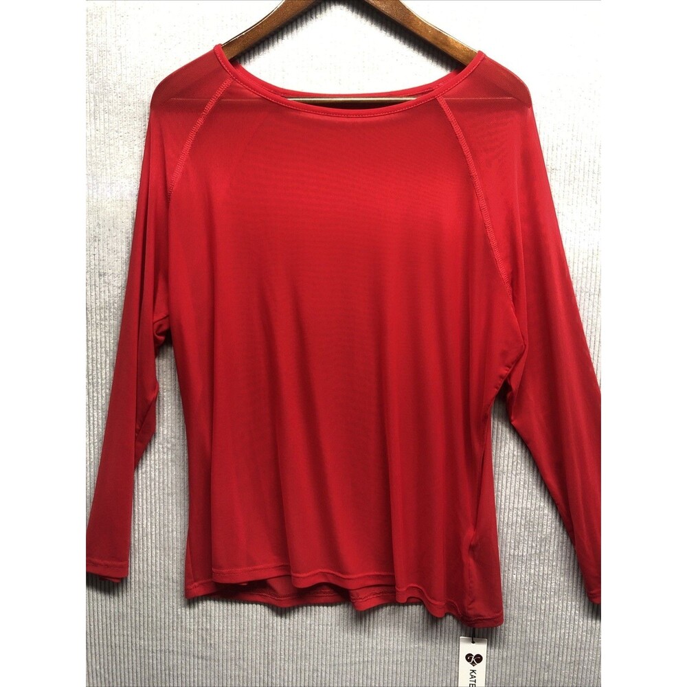 Kate Kasin Sheer Top Size 3XL Red Long Sleeve NWT Powder Smell